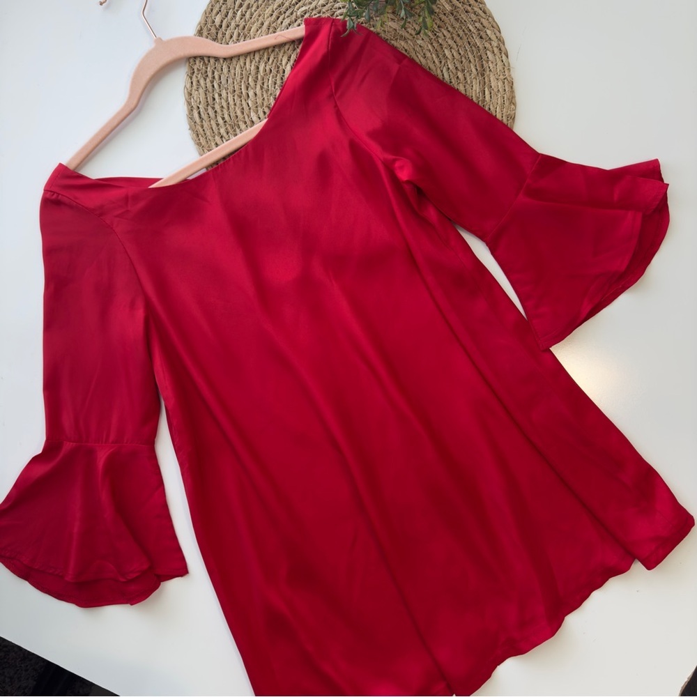 SABO‎ SKIRT Red Bell Sleeve Tunic Top Size 6